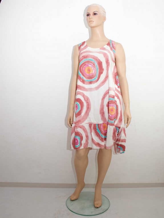 Sommer-Kleid Volants ärmellose Kringel pink Frühjahr Sommer große Größen Mode online