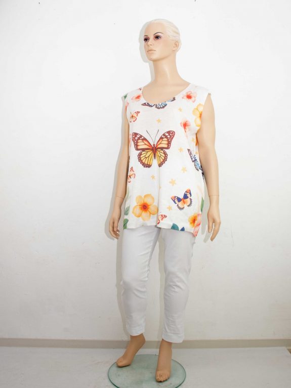 Sommer Top Schmetterling ärmellos Feinstrick Frühjahr große Größen Mode online