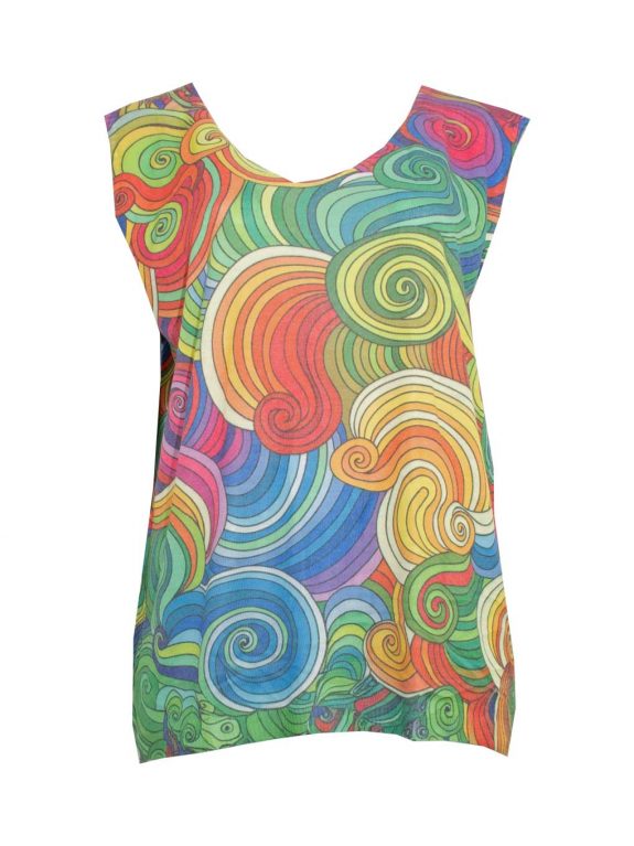 luftiges Sommer Top bunte Swirls ärmellos Feinstrick Frühjahr große Größen Mode online