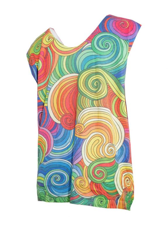 luftiges Sommer Top bunte Swirls ärmellos Feinstrick Frühjahr große Größen Mode online
