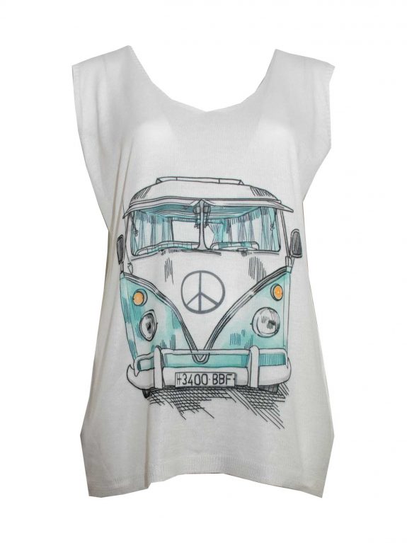 Luftiges Sommer Top VW Bulli ärmellos Feinstrick große Größen Mode online