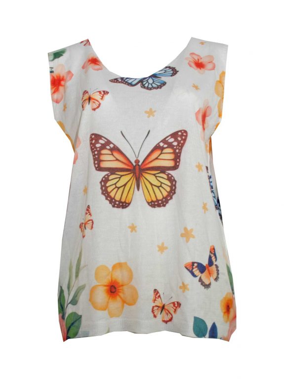 Sommer Top Schmetterling ärmellos Feinstrick Frühjahr große Größen Mode online