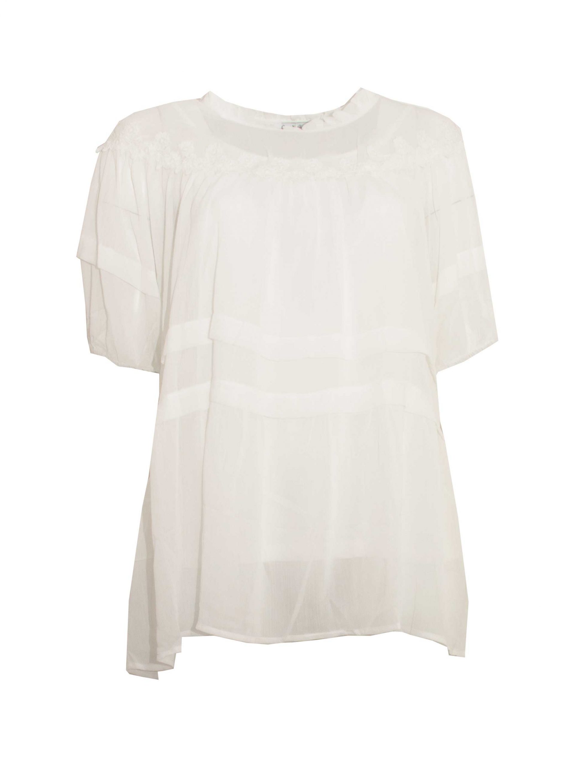 Tunika 2-lagig Spitze weiß semitransparent Frühjahr Sommer große Größen Mode online