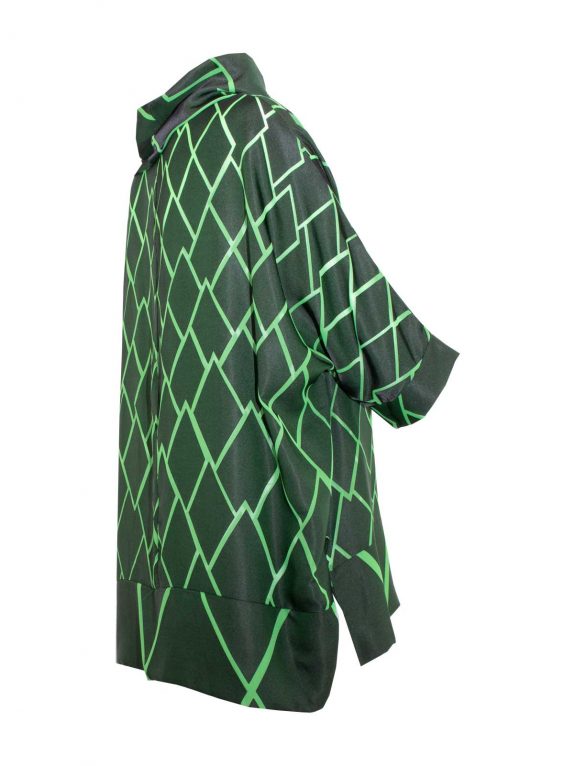 Doris Streich Tunika-Bluse schwarz grüne Rauten Rolli Herbst Winter große Größen Mode online
