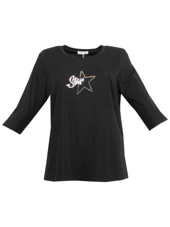 Mona Lisa T-shirt sequin motif STAR fall winter plus size fashion online