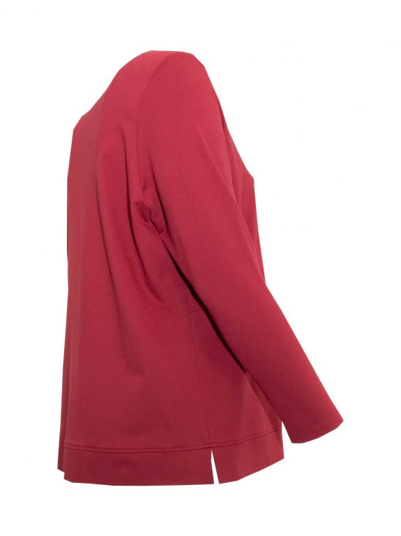 Mona Lisa Pulli-Shirt asymmetrisch Knöpfe rot Herbst Winter große Größen Mode online