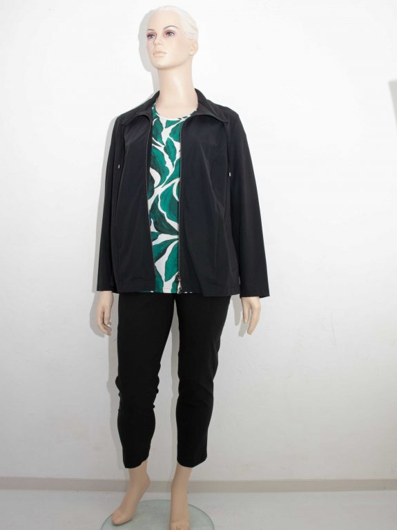 Langarm-Shirt Blätterdruck jadegrün Herbst Winter große Größen Mode online