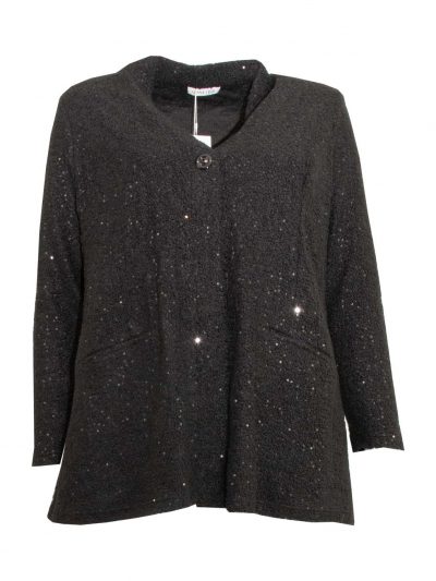 Mona Lisa black Cardigan Bouclé Sequins fall winter plus size fashion online