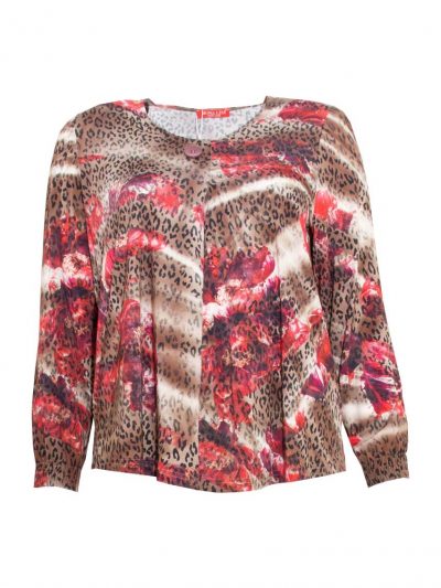 Mona Lisa Shirt Langarm Leo Bordeaux Slinky kurz Herbst Winter große Größen online