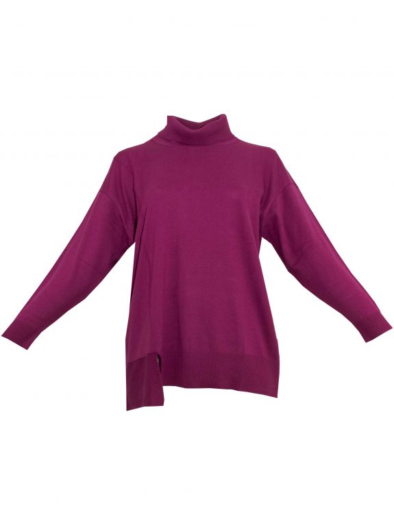 Verpass Sweater refined slit burgundy-purple fall winter plus size fashion online