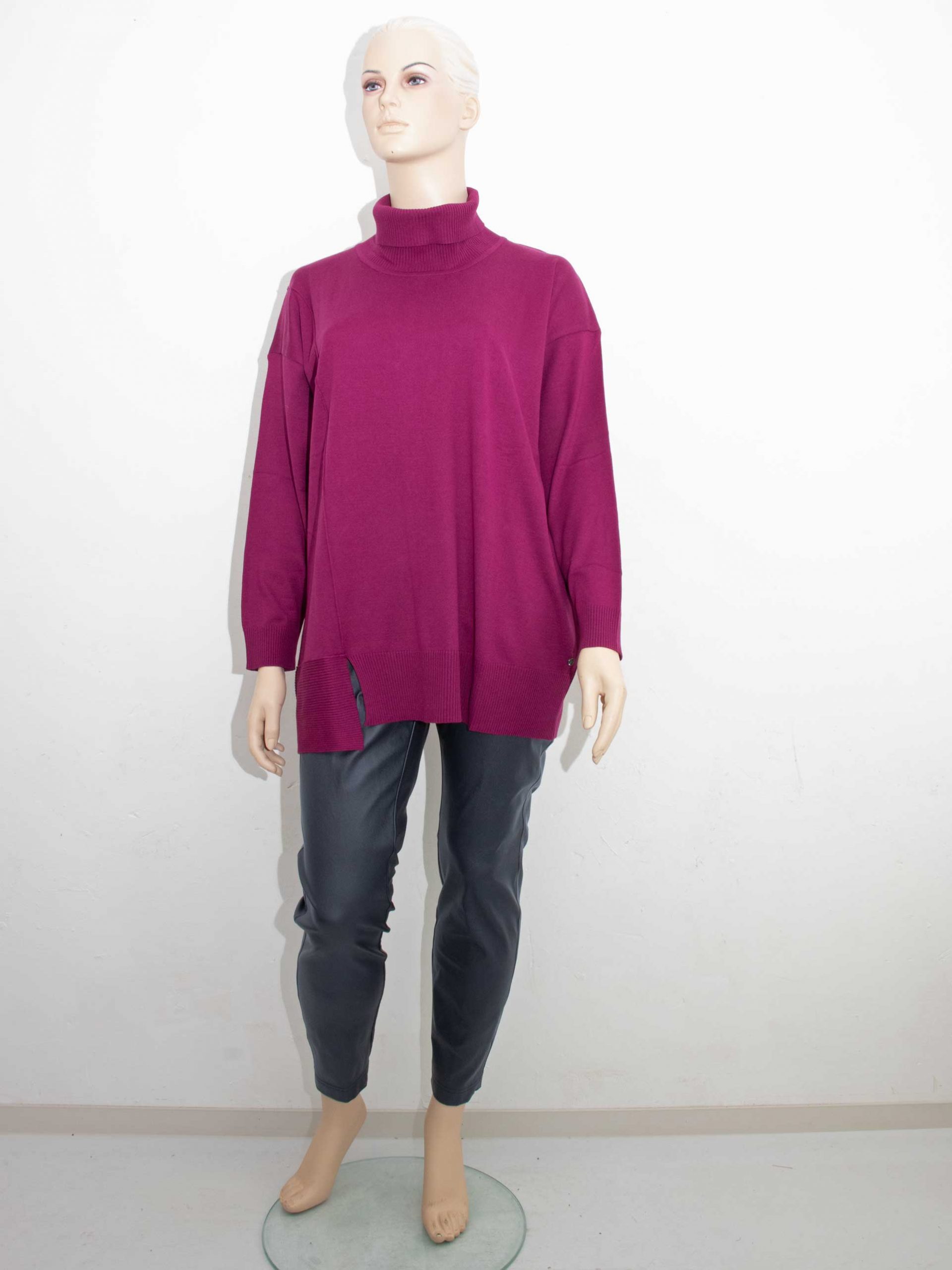 Verpass raffinierter Pullover Rolli Bordeaux-Lila Schlitz Herbst Winter große Größen Mode online