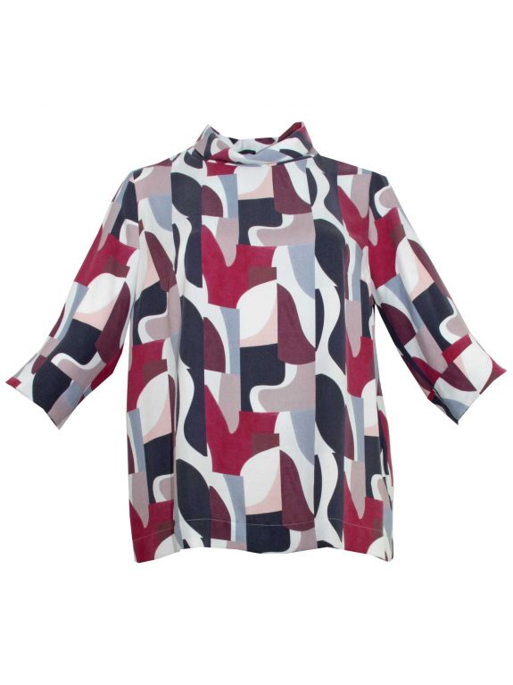 Verpass Blouse Top red blue 3/4 sleeves turtle neck fall winter plus size fashion online