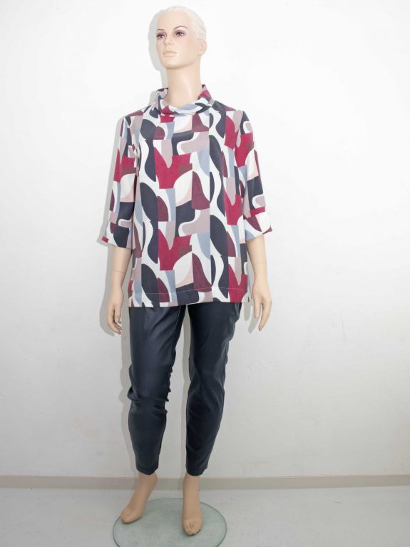 Verpass Blouse Top red blue 3/4 sleeves turtle neck faux leather pants  fall winter plus size fashion online
