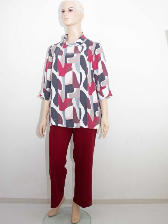 Verpass Outfit Blouse KjBRAND jersey pants burgundy fall winter plus size fashion online