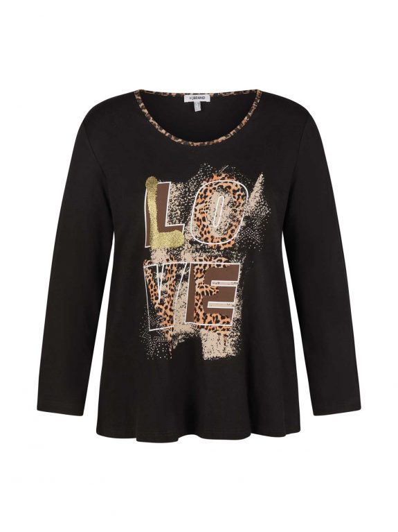 KjBRAND Langarm Shirt Love Leo Glitzer Herbst Winter große Größen Mode online