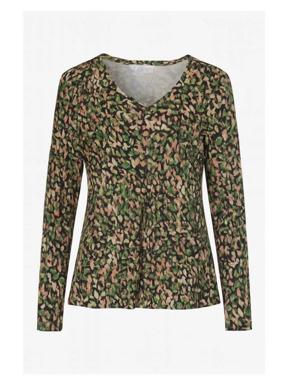 KjBRAND Shirt A-Linie oliv-braun Kleckse Langarm Herbst Winter große Größen Mode online