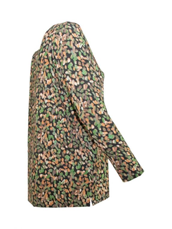 KjBRAND Shirt A-Linie oliv-braun Kleckse Langarm Herbst Winter große Größen Mode online