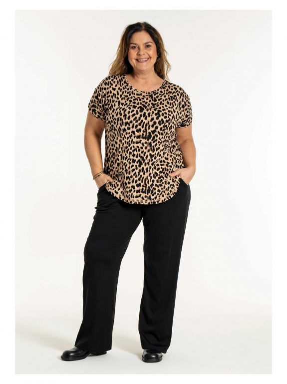 Gozzip Shirt Animal Print Leo Kurzarm herbst Winter große Größen Mode online