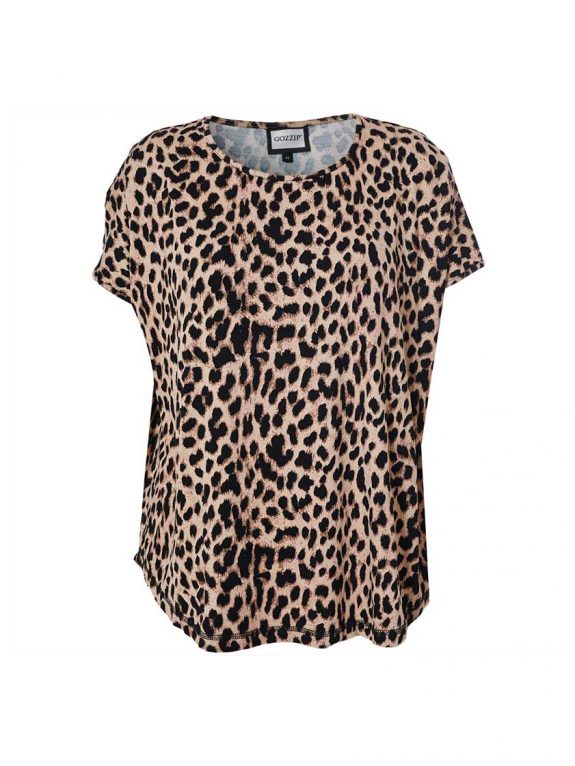 Gozzip Shirt Animal Print Leo Kurzarm herbst Winter große Größen Mode online