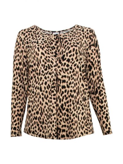 Gozzip Long Sleeve Top Animal Folds  fall winter plus size fashion online