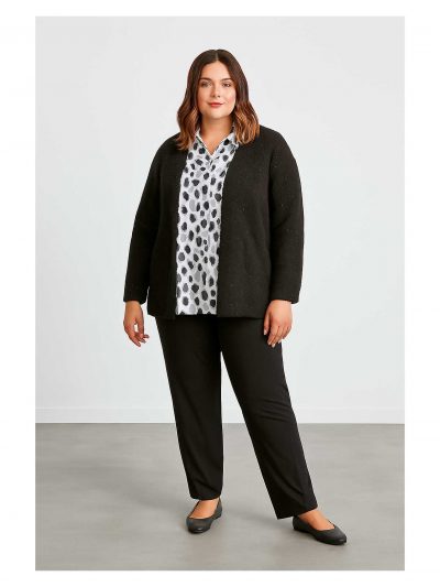 seeyou Bluse weiß Langarm graue Tupfen Herbst Winter große Größen Mode online