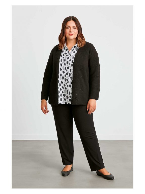 seeyou Bluse weiß Langarm graue Tupfen Herbst Winter große Größen Mode online