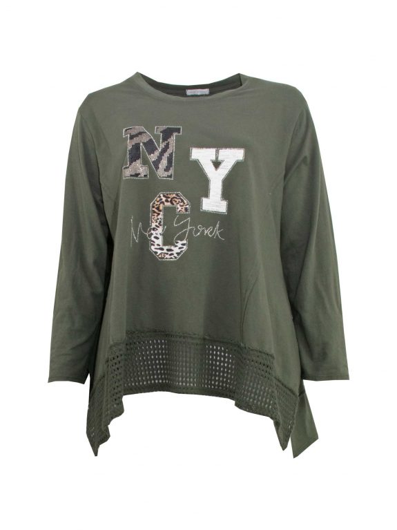 T-Shirt longsleeves mesh motif NYC Leo fall winter plus size fashion online