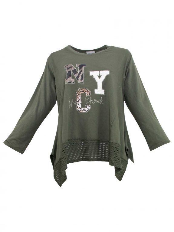 T-Shirt longsleeves mesh motif NYC Leo fall winter plus size fashion online