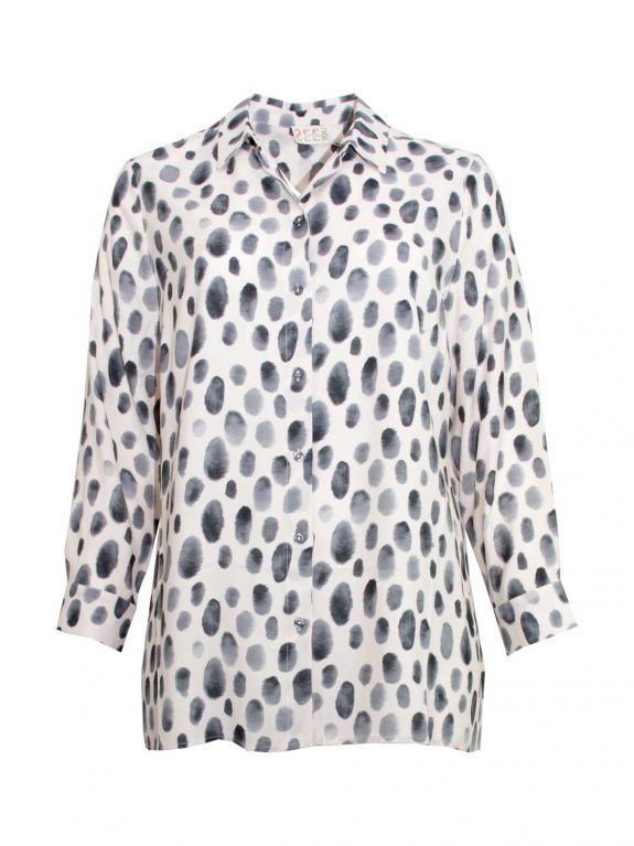 seeyou white blouse grey dots fall winter plus size fashion online