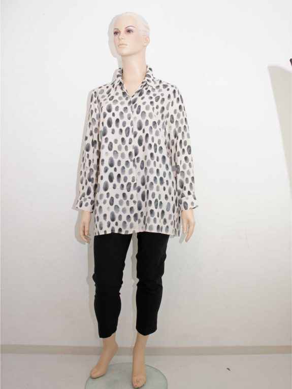 seeyou white blouse grey dots fall winter plus size fashion online