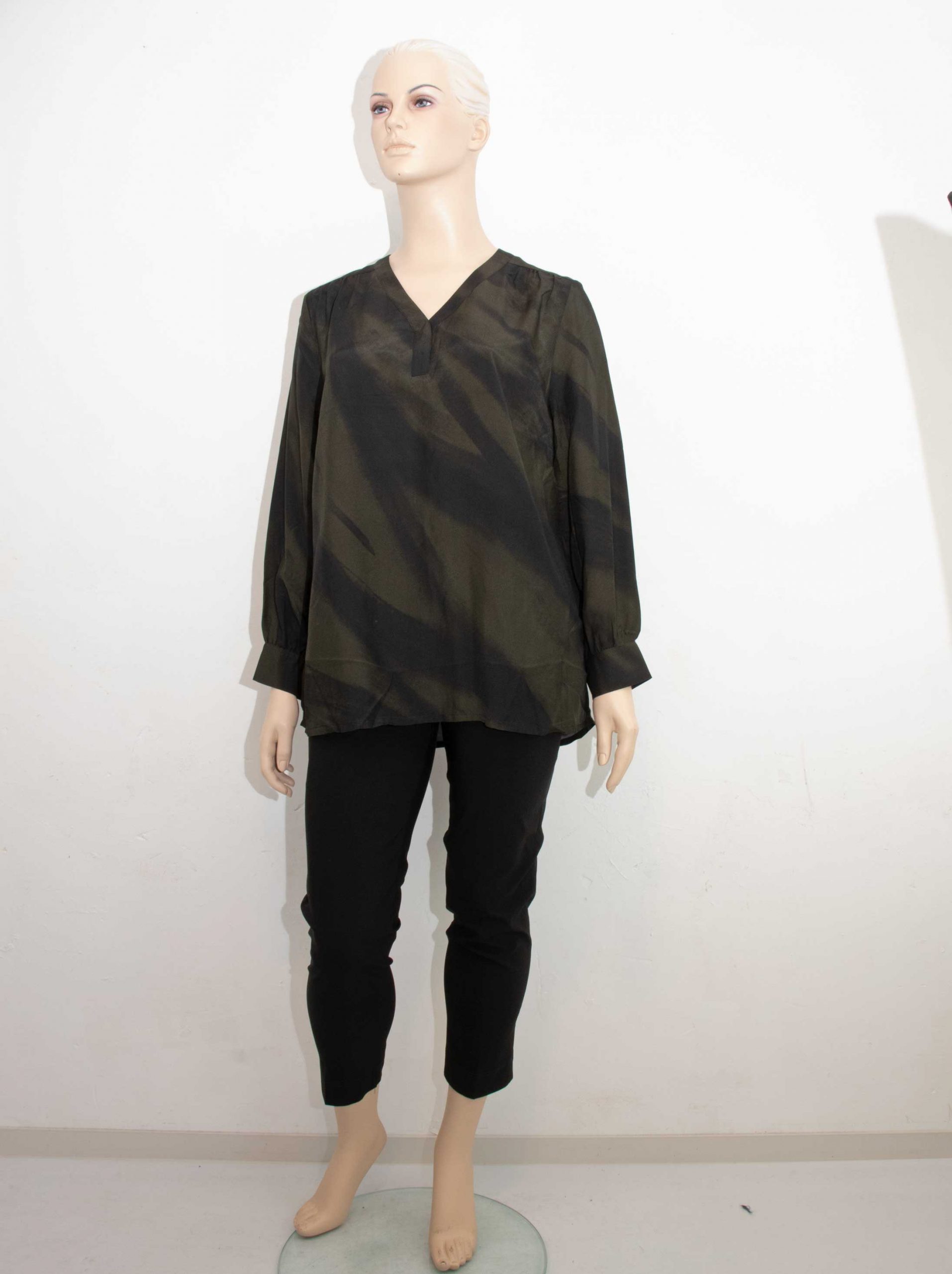 seeyou Tunika-Bluse Viskose Langarm oliv schwarz Herbst Winter große Größen Mode online