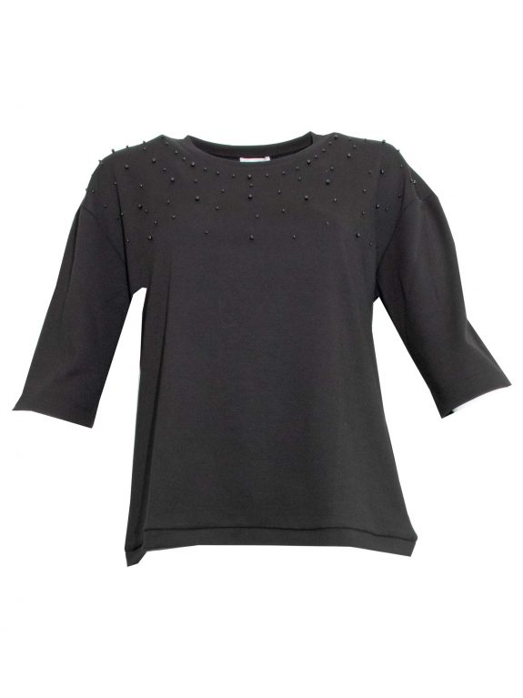 seeyou sweater top black pearl trim fall winter plus size fashion online