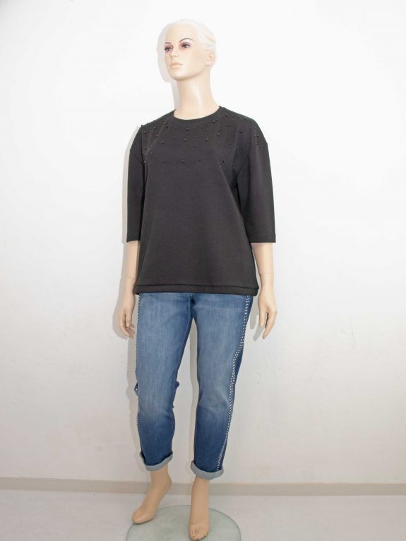 seeyou sweater top black pearl trim fall winter plus size fashion online