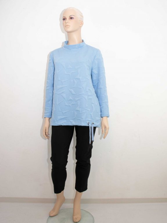 Doris Streich Sweatie Pullover hellblau 3-D Jacquard Herbst Winter große Größen Mode online