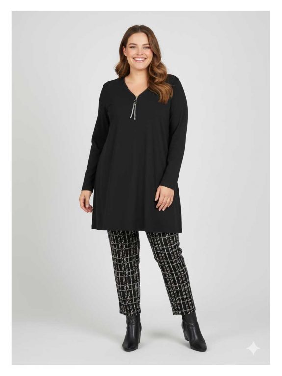 Doris Streich Long-Tunika A-Linie Reißverschluss Herbst Winter große Größen Mode online