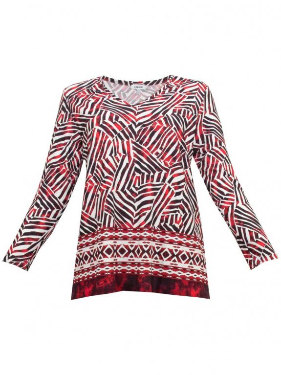 KjBRAND Shirt Langarm gemustert bordeaux Herbst Winter große Größen Mode online