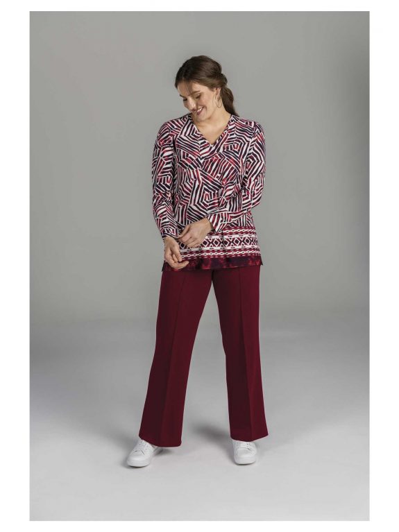 KjBRAND Shirt Langarm gemustert bordeaux Herbst Winter große Größen Mode online