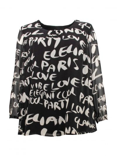 KjBRAND Tunic Wording black & white fall winter plus size fashion online
