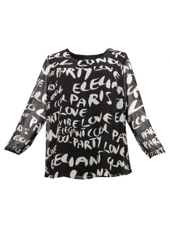 KjBRAND Tunic Wording black & white fall winter plus size fashion online