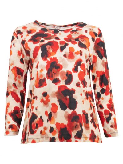 seeyou Shirt Druck rot wollweiß Baumwolle Rippe Herbst Winter große Größen Mode online