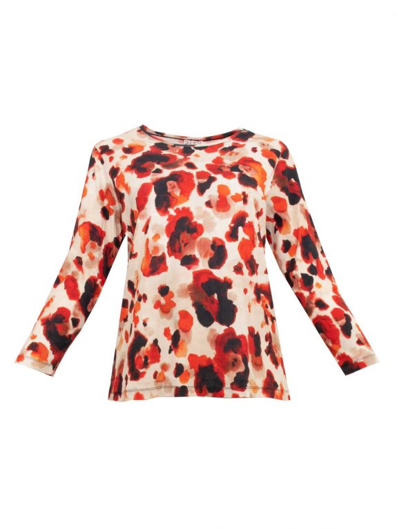 seeyou Shirt Druck rot wollweiß Baumwolle Rippe Herbst Winter große Größen Mode online