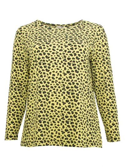 seeyou Langarm Shirt Leo grüngelb Rippe Baumwolle Herbst Winter große Größen Mode online