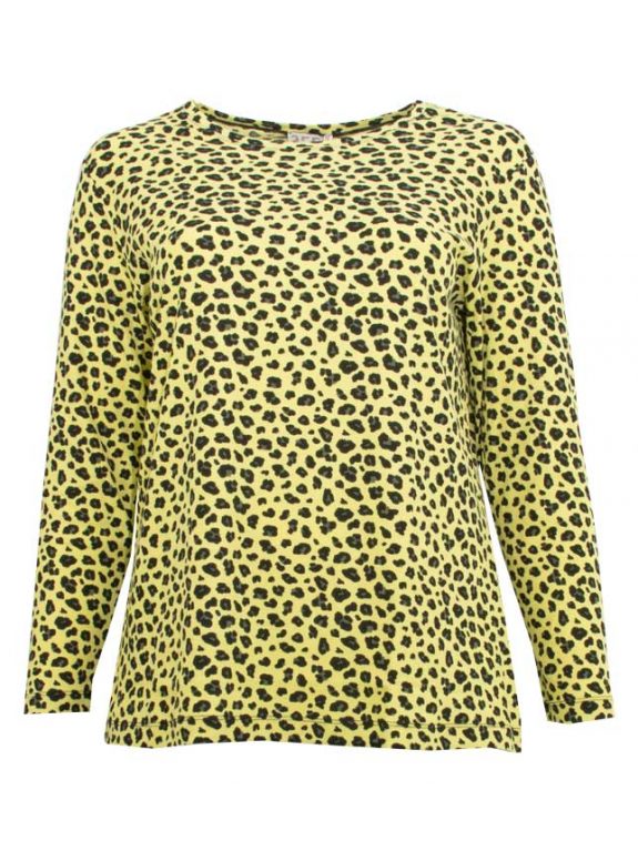 seeyou Langarm Shirt Leo grüngelb Rippe Baumwolle Herbst Winter große Größen Mode online
