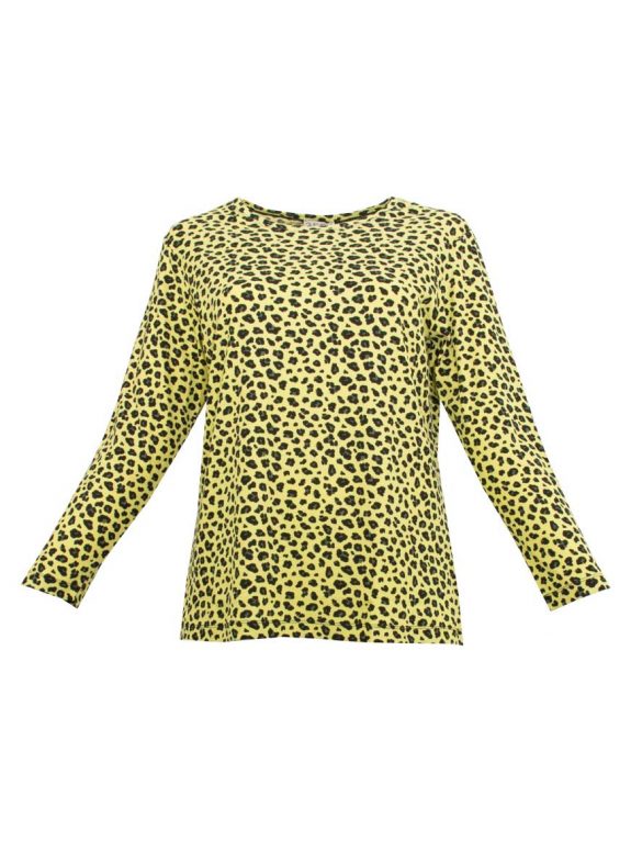 seeyou Langarm Shirt Leo grüngelb Rippe Baumwolle Herbst Winter große Größen Mode online