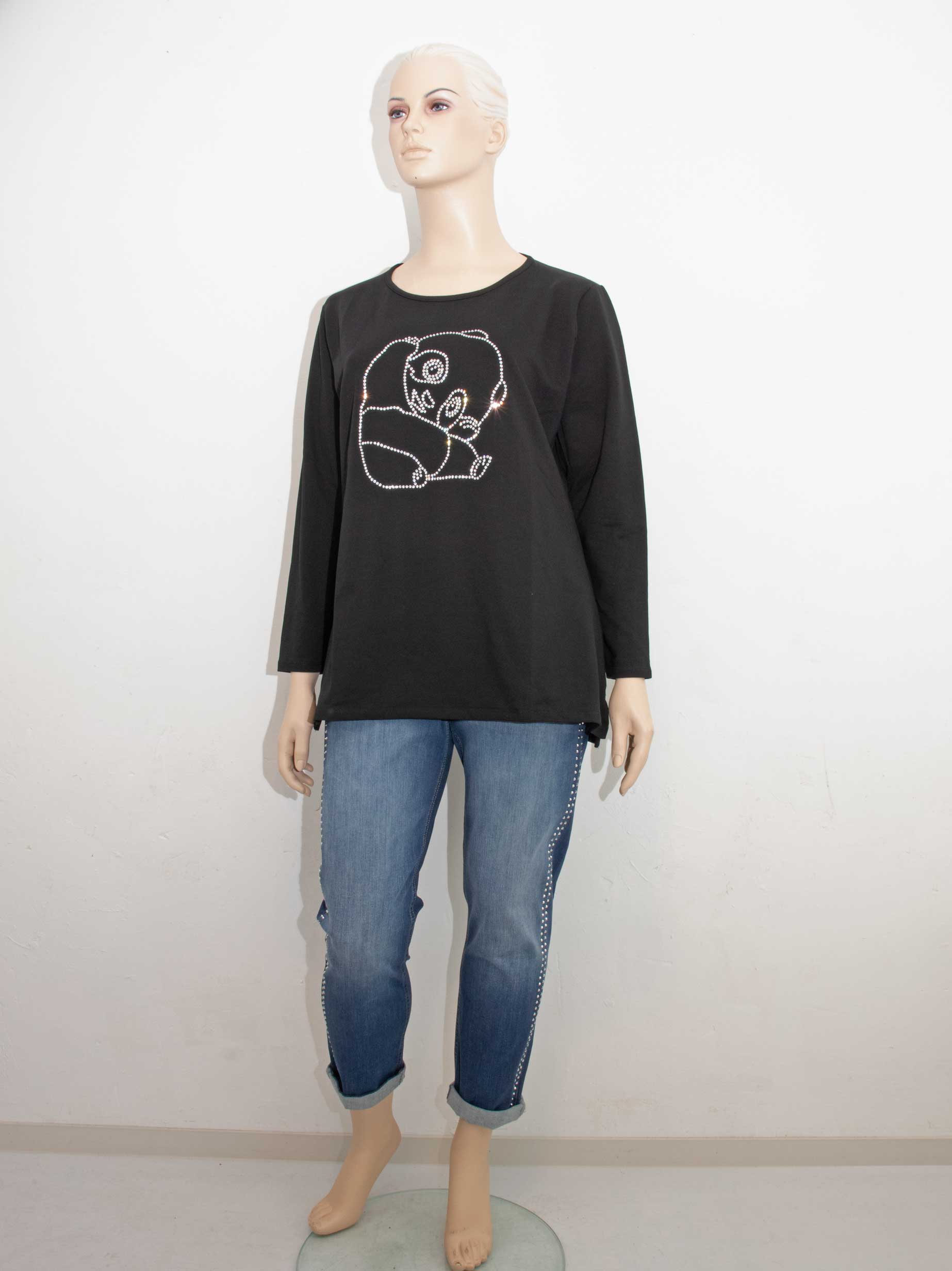 Sophia Curvy SweatShirt Glitzer Panda Motiv Herbst Winter große Größen Mode online