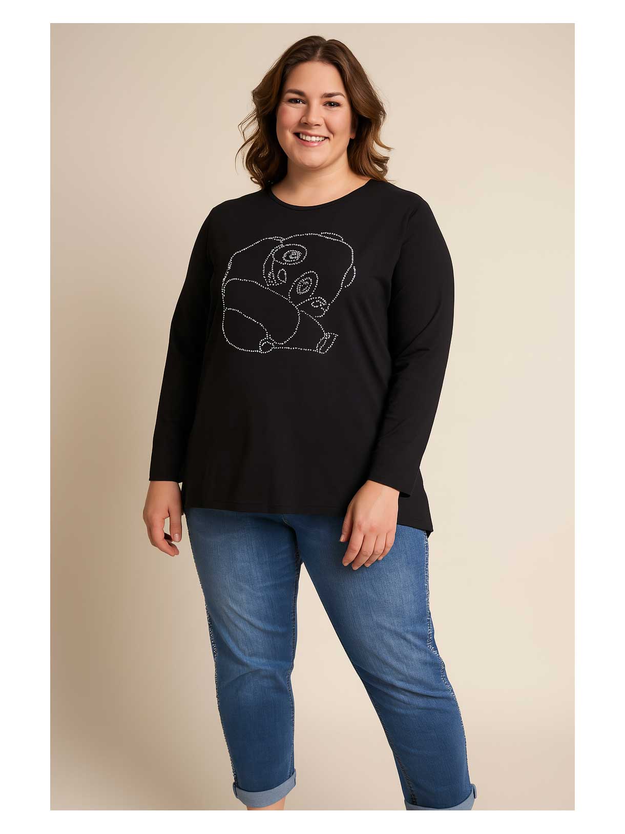 Sophia Curvy SweatShirt Glitzer Panda Motiv Herbst Winter große Größen Mode online