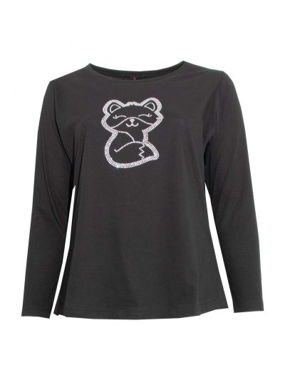 Sophia Curvy Langarm Shirt Katze Glitzer Baumwolle Herbst Winter Große Größen Damenmode online