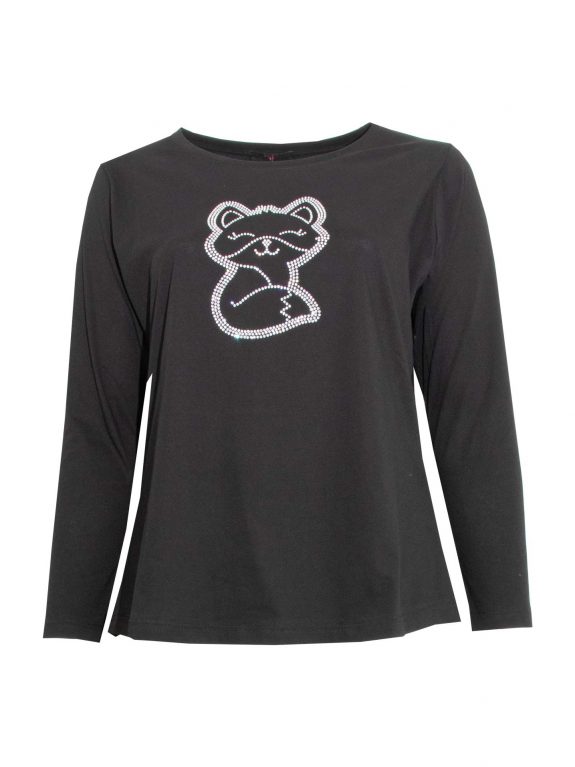 Sophia Curvy Langarm Shirt Katze Glitzer Baumwolle Herbst Winter Große Größen Damenmode online
