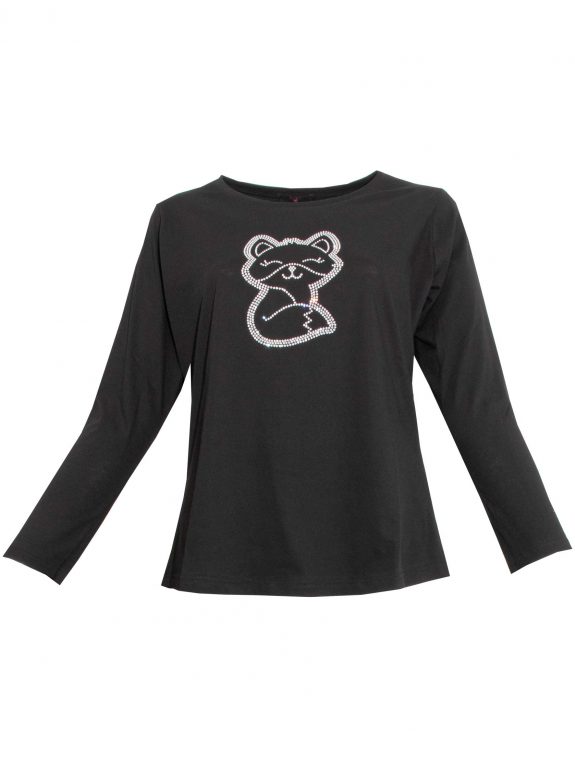Sophia Curvy Langarm Shirt Katze Glitzer Baumwolle Herbst Winter Große Größen Damenmode online