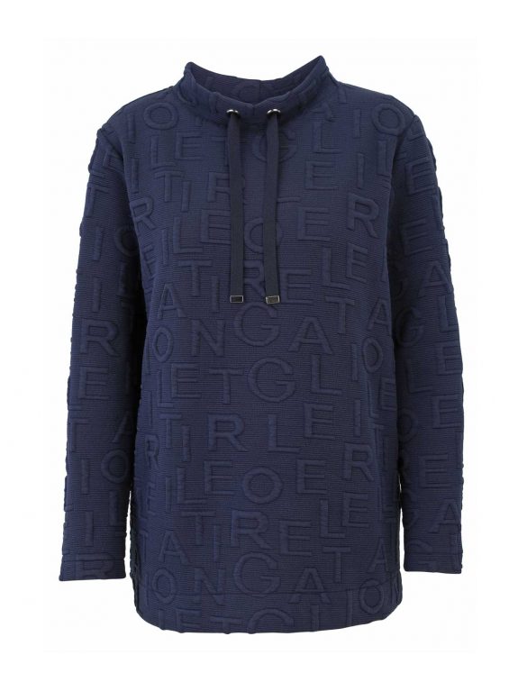 Doris Streich Pullover Shirt 3D Jacquard Ziffern dunkelblau Herbst Winter große Größen Mode online